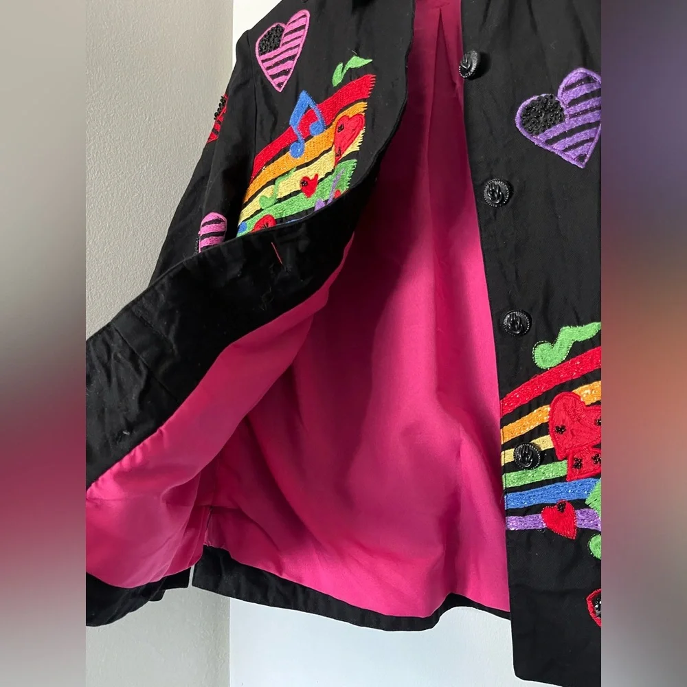 music notes with sequins and rainbow jacket with a funky, retro branded anage - Picture 3 of 8